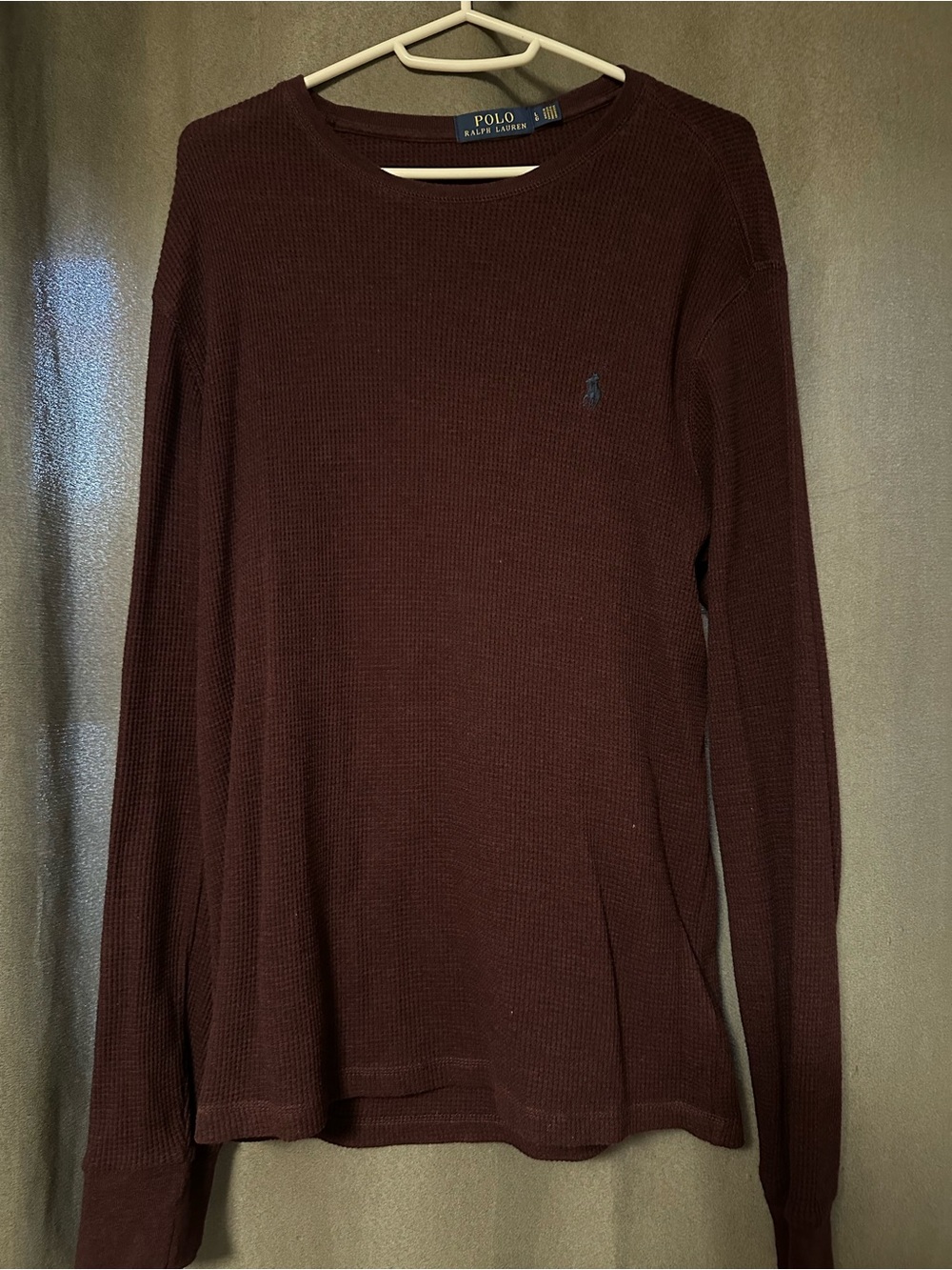 Polo by Ralph Lauren Long Sleeve Waffle Crew in Burgundy